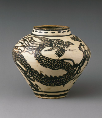白釉鉄絵龍鳳文壺(中国)