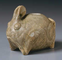 灰釉兎形壺(クメール)