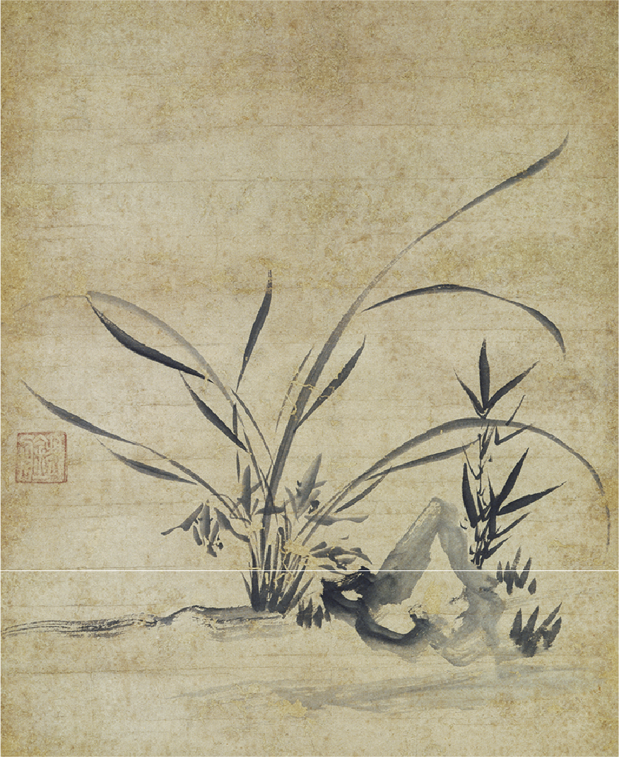 蘭竹図 伝 鉄舟徳済筆