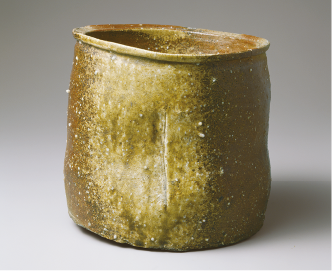 信楽一重口水指 銘 若緑