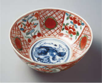 呉州赤絵玉取獅子鉢