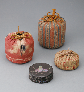 青貝布袋香合と付属仕覆・挽家袋