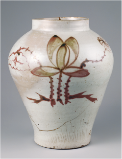 辰砂蓮花文壺