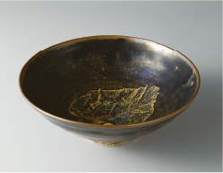 重要美術品 黒釉木の葉文碗　吉州窯