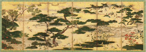 重要文化財　浜松図屛風　東京国立博物館蔵 [Image: TNM Image Archives] 左